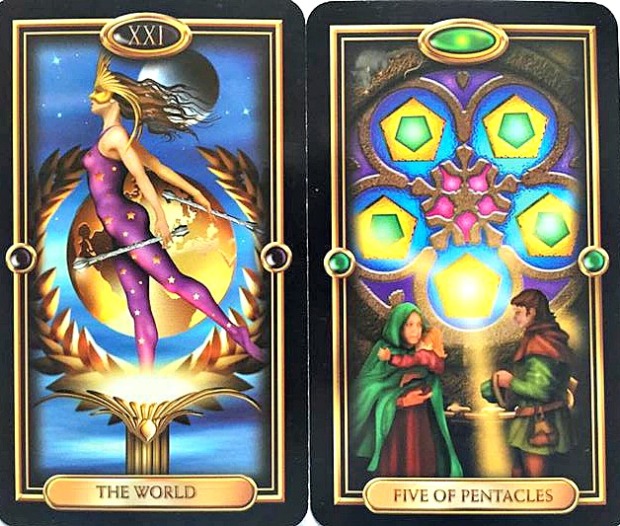 World & 5 of Pentacles